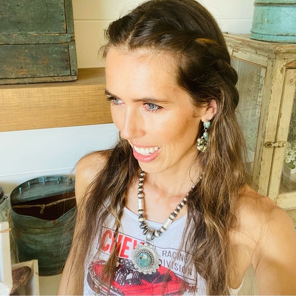 SOLD ♥️ Navajo ♥️ Dustin Francisco Sterling Silver & Kingman Turquoise Pendant - Picture 6 of 8